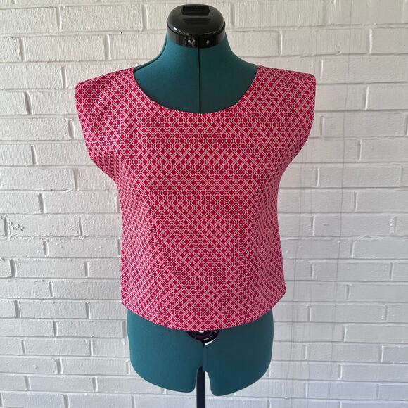 Handmade Tops - Vintage 70s handmade red polyester top